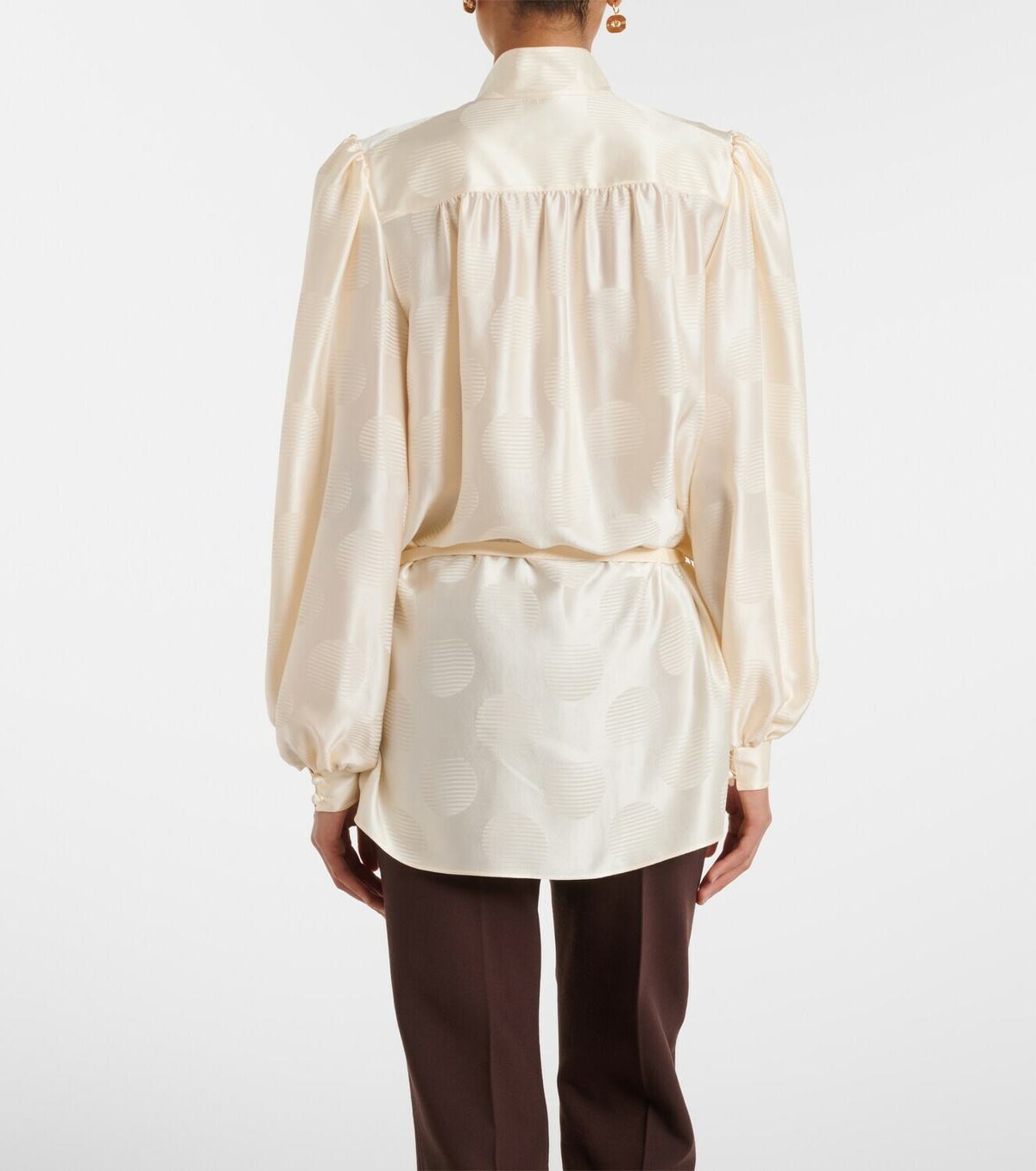 Valentino Belted silk jacquard shirt
