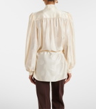 Valentino Belted silk jacquard shirt