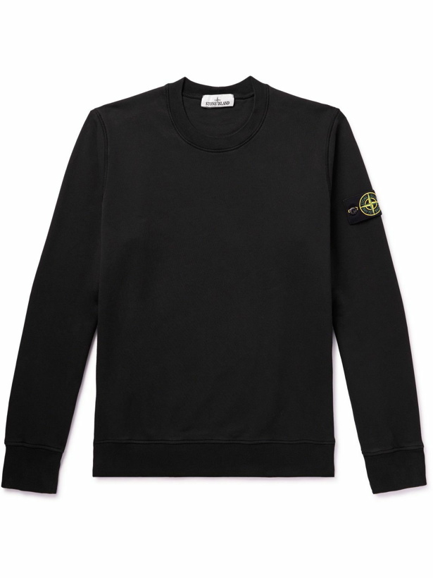 Photo: Stone Island - Logo-Appliquéd Cotton-Jersey Sweatshirt - Black