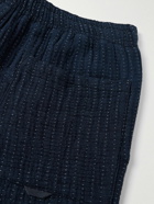 YMC - Alva Straight-Leg Sashiko Indigo-Dyed Cotton Drawstring Trousers - Blue