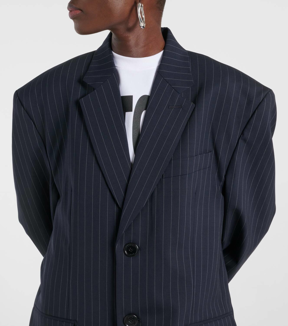 Vetements Oversized pinstriped wool coat