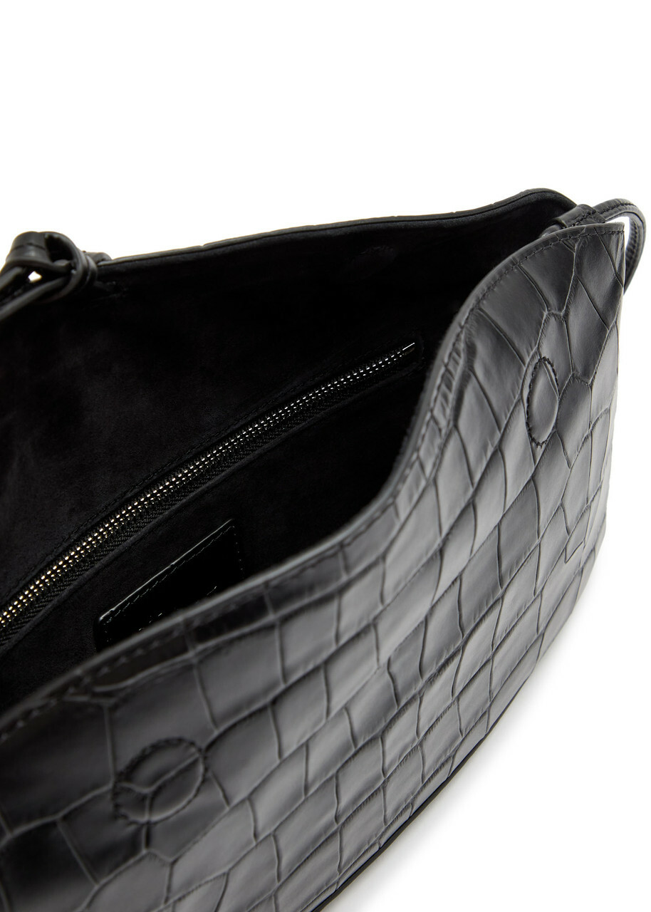 Staud Eve Crocodile-effect Leather Clutch - Black - One Size