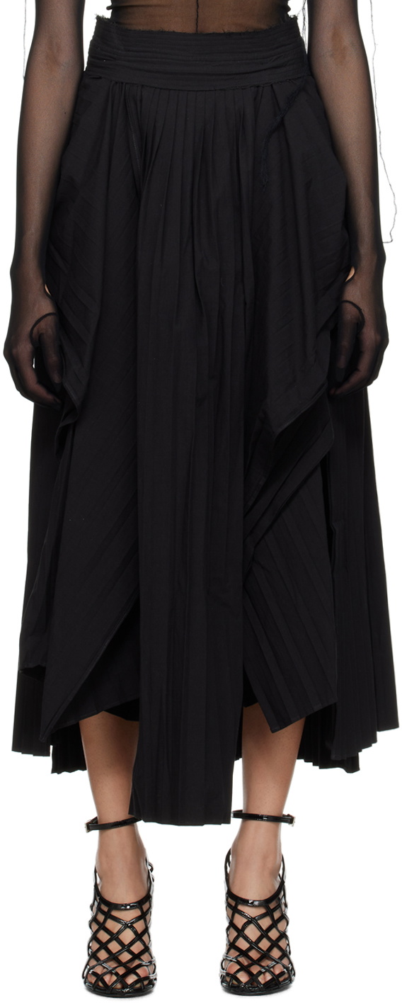 Subtle Le Nguyen Black Pleated Maxi Skirt