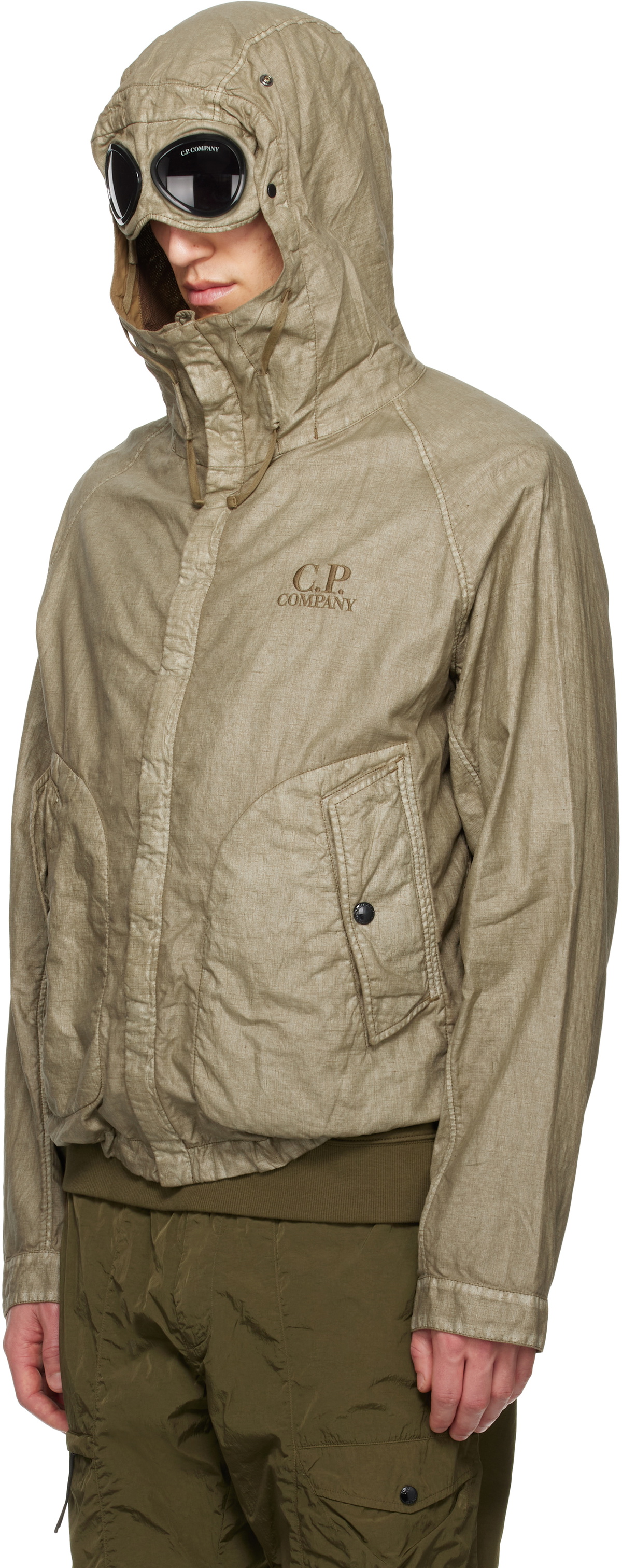 C.P. Company Khaki Lino Wax Goggle Jacket C.P. Company
