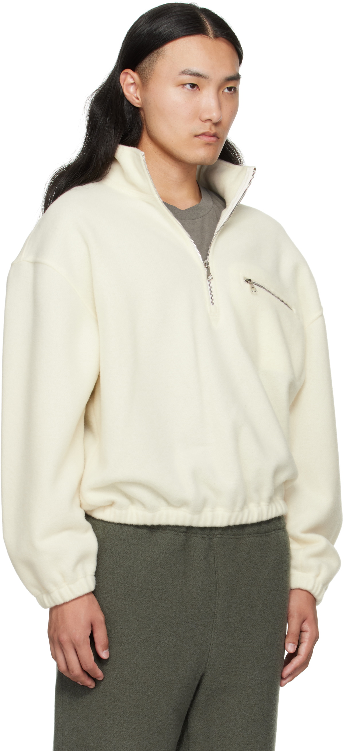 Rier Off-White Fleece Sweater