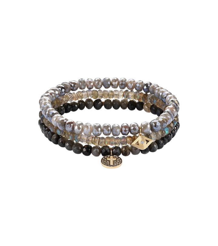 Photo: Sydney Evan Set of 3 14kt gold beaded bracelets with gemstones