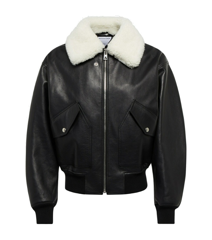 Photo: Bottega Veneta - Shearling-trimmed leather jacket