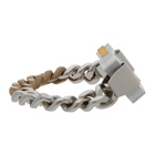 1017 ALYX 9SM SSENSE Exclusive Silver and Beige Colored Links Buckle Bracelet