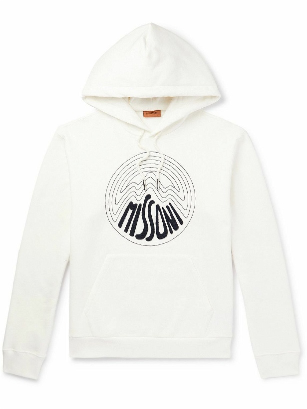 Photo: Missoni - Logo-Embroidered Cotton-Jersey Hoodie - White