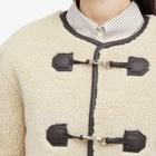DUNST Women's Buckled Shearling Jacket in Cream/Brown
