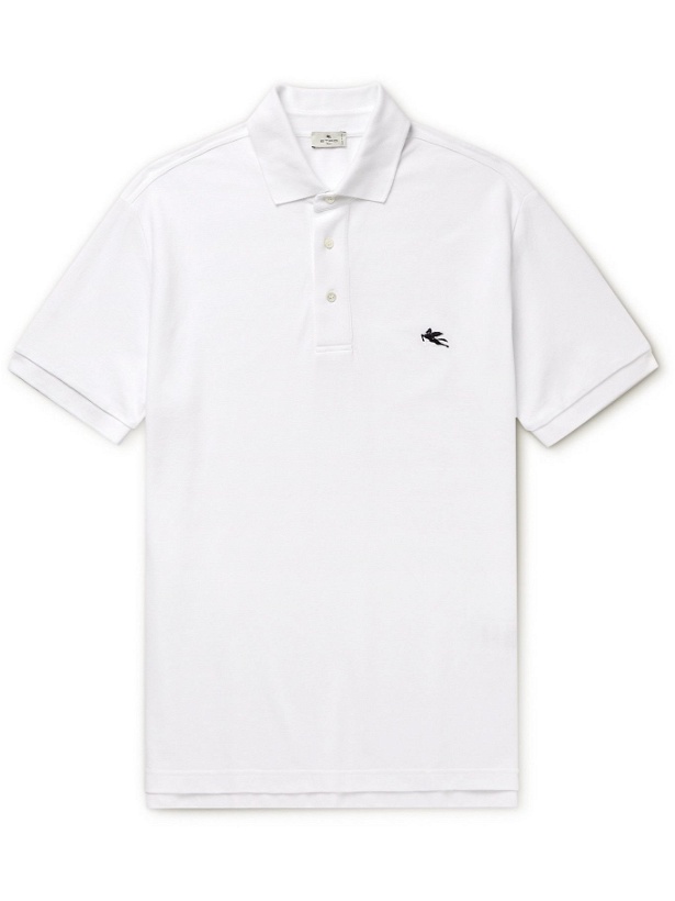 Photo: ETRO - Logo-Embroidered Cotton-Piqué Polo Shirt - White