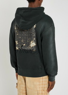 Amiri Bleach Bandana Hooded Cotton Sweatshirt Black