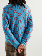 GUCCI - Logo-Jacquard Wool Sweater - Blue