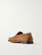 Tod's - Gathered Suede Penny Loafers - Brown