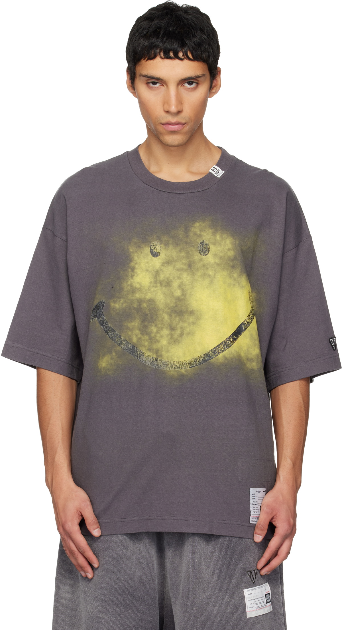 Maison Ringer Maison MIHARA YASUHIRO Black Smily Face Printed Ringer T-shirt Maison ...