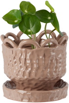 GERSTLEY Taupe Mini Scalloped Planter