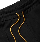 Rhude - Black Traxedo Slim-Fit Tapered Webbing-Trimmed Satin-Jersey Drawstring Trousers - Black