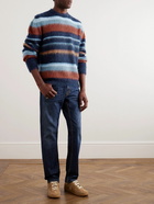 Etro - Striped Brushed Mohair-Blend Sweater - Blue