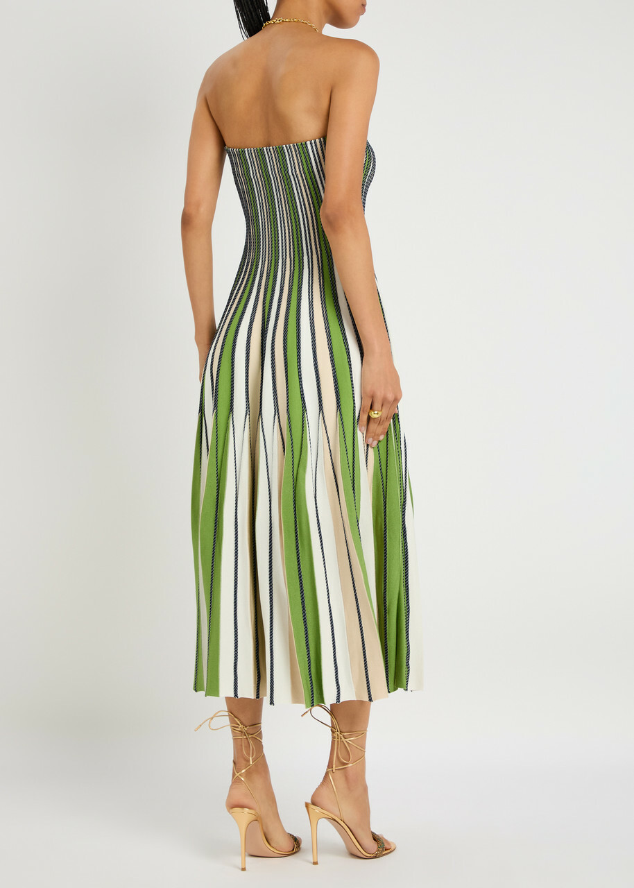 Jonathan Simkhai Soleil Striped Knit-jersey Midi Dress Green Simkhai