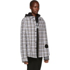 Off-White Brown and Grey Check Hoodie Shirt