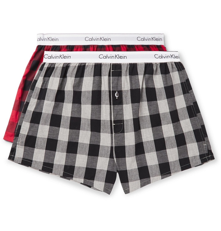 Photo: Calvin Klein Underwear - Two-Pack Checked Cotton Boxer Briefs - Multi