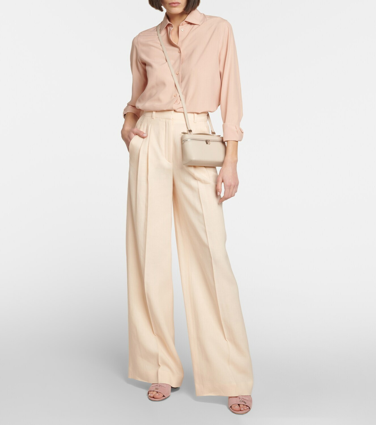 Summer Charms Mules 80 Beige Suede Salmon Lambskin