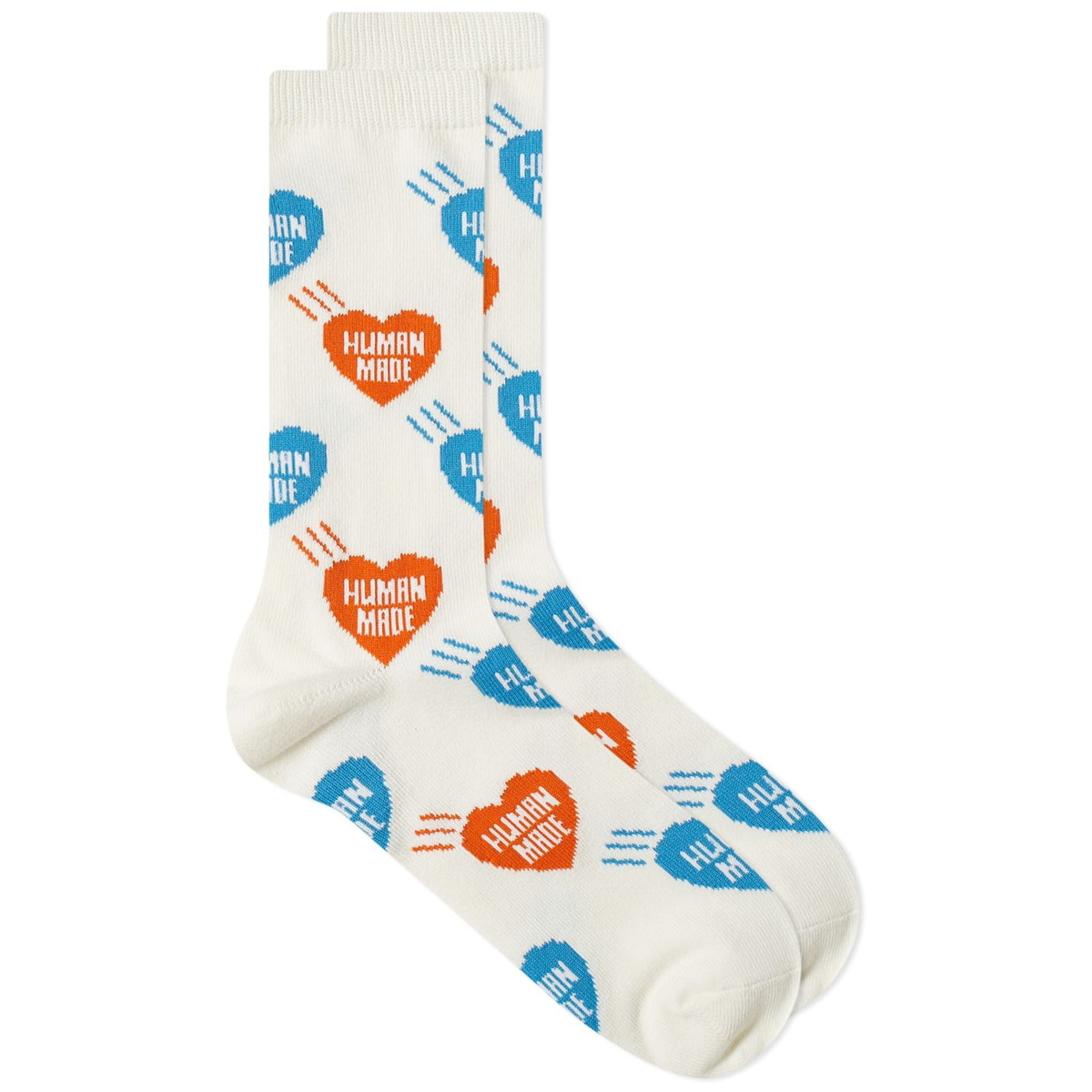 White HUMAN MADE Heart Pattern Socks