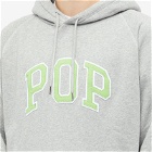 Pop Trading Company Men's Arch Logo Popover Hoodie in Light Grey Heather