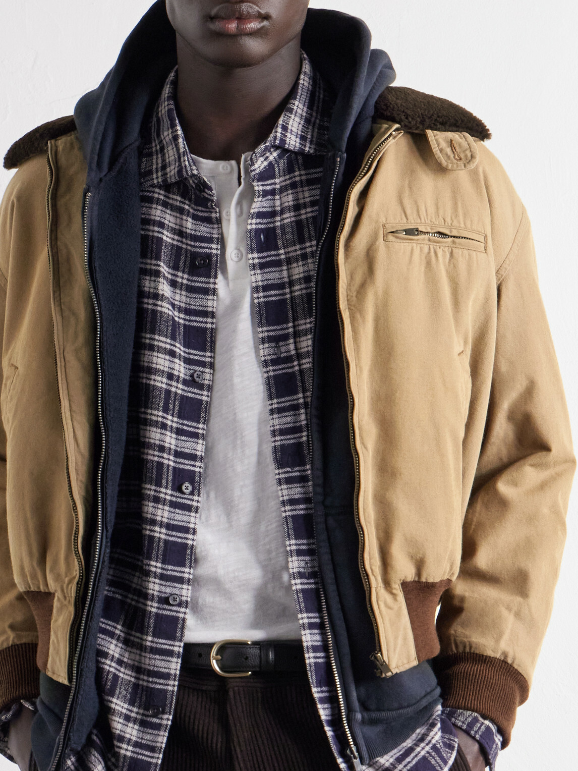 A.PRESSE - Cotton and Wool-Blend Bomber Jacket - Neutrals