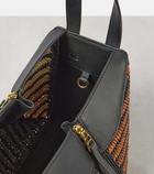 Loewe Hammock Small leather-trimmed raffia tote bag