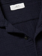 Mr P. - Convertible-Collar Cotton-Muslin Shirt - Blue