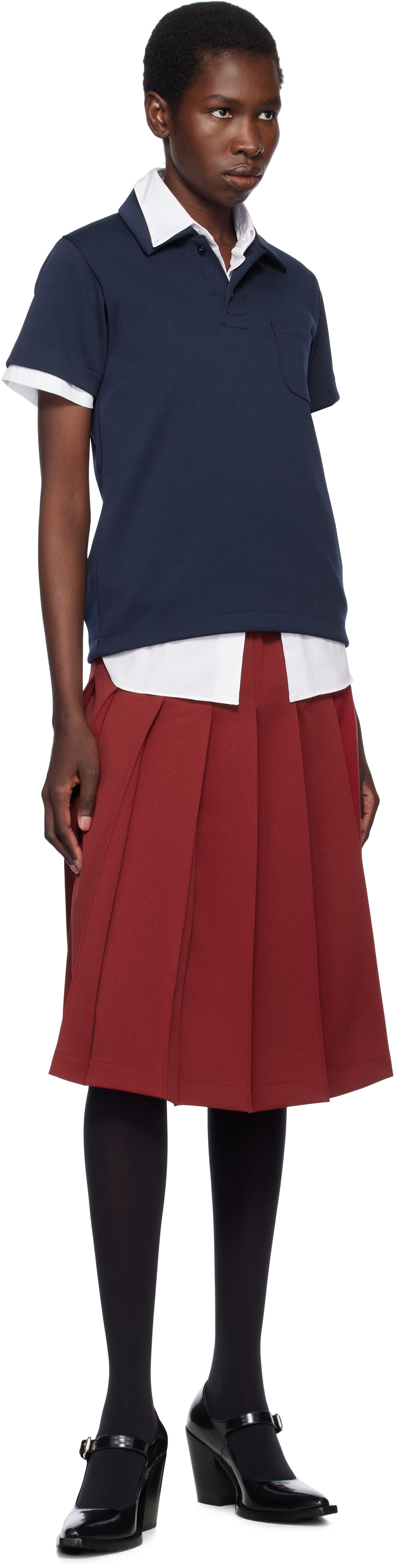 Comme des Garçons Girl Navy Polyester Jersey Polo