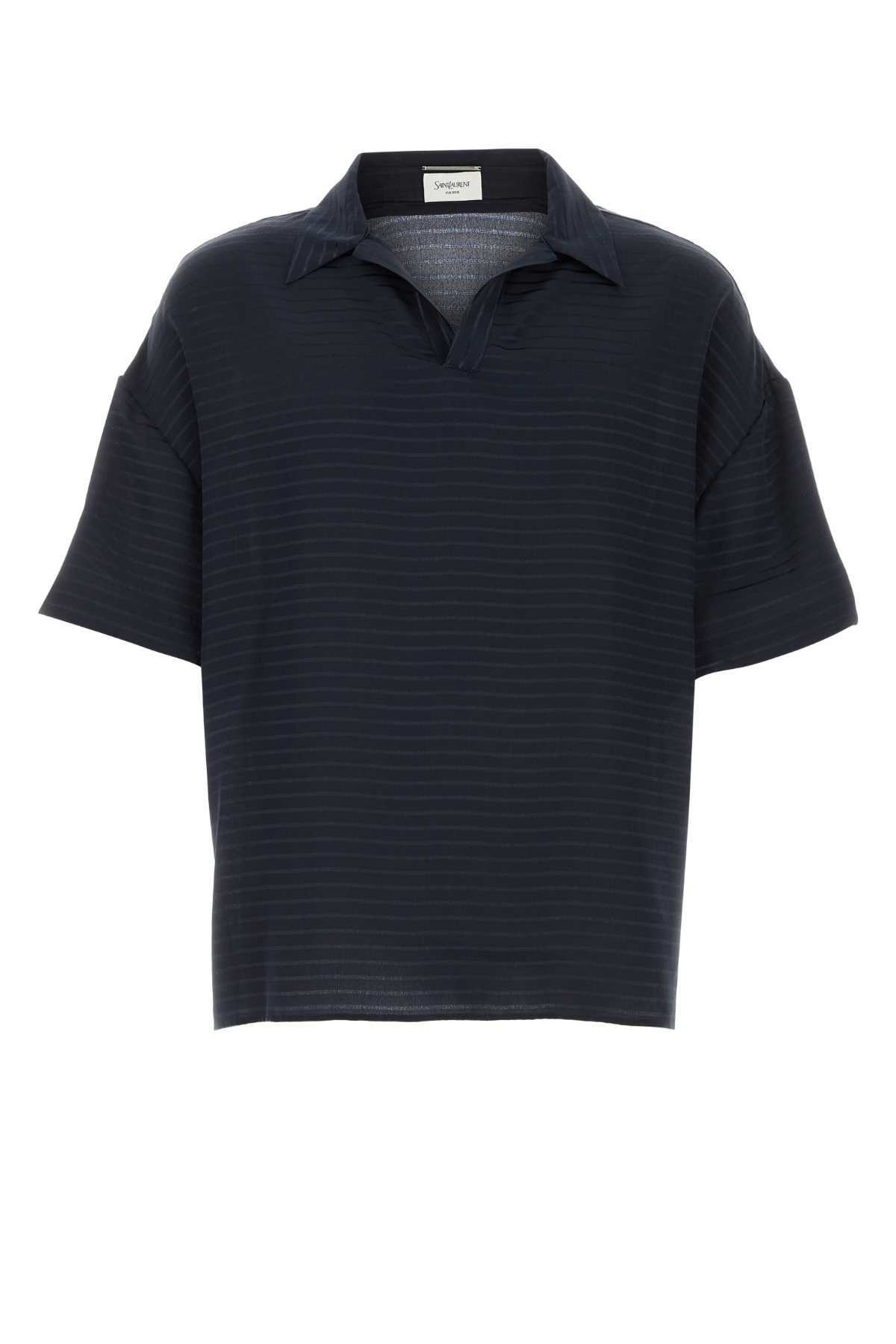 Saint Laurent Silver Sequin Boxy Polo Saint Laurent