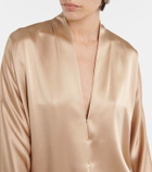 The Sei Tie-front silk satin blouse