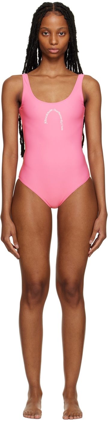 Photo: Stockholm (Surfboard) Club Pink Printed One-Piece Swimsuit