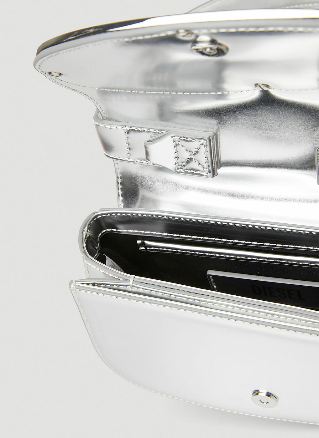 Diesel 1DR Metallic Shoulder Bag - Silver for Women