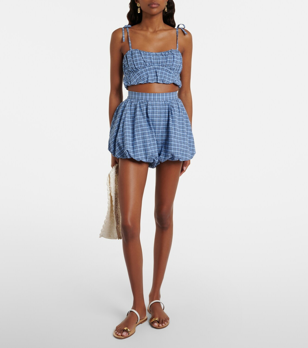 Faithfull Pelea checked cotton top