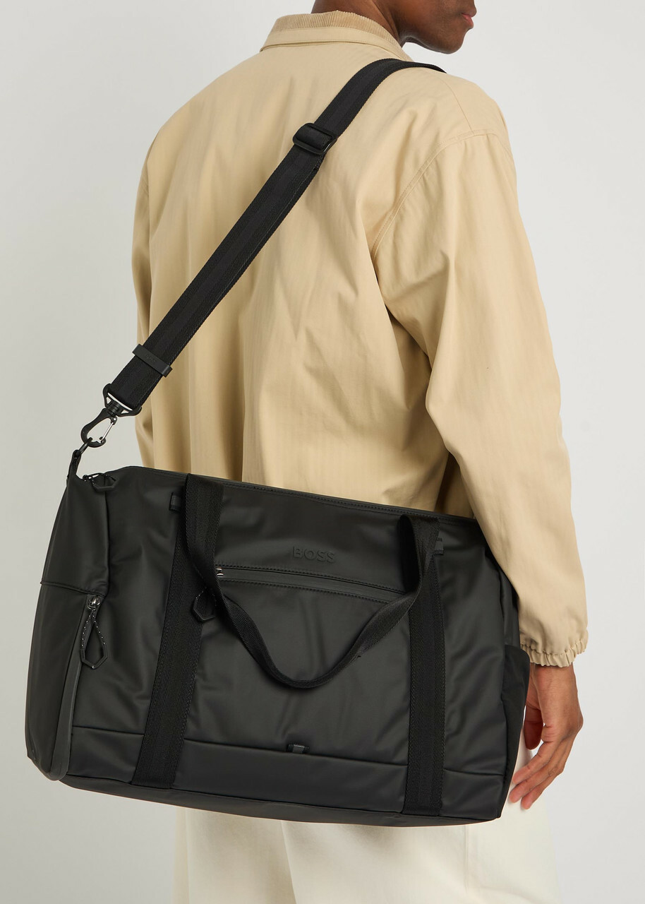 Boss Stenson Logo Coated Faux Leather Holdall - Black - One Size