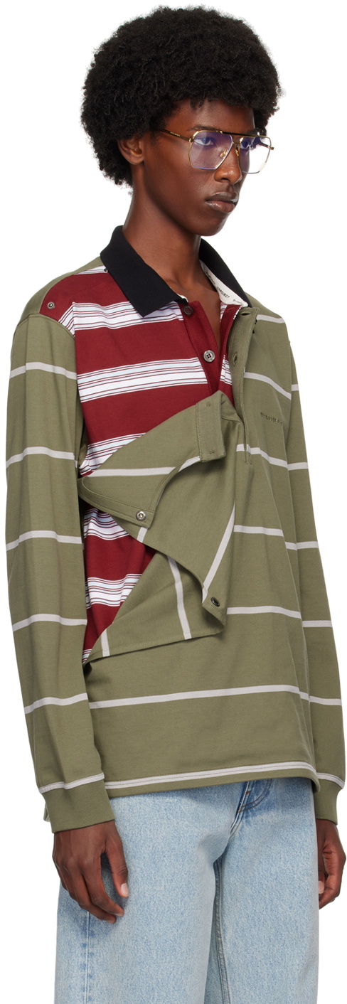 Y/Project Green & Red Double Collar Snap Off Long Sleeve Polo Y