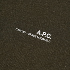 A.P.C. Item Logo Crew Sweat in Khaki Marl