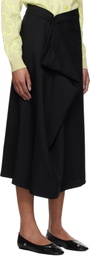 Kenzo Black Kenzo Paris Virgin Wool Midi Skirt