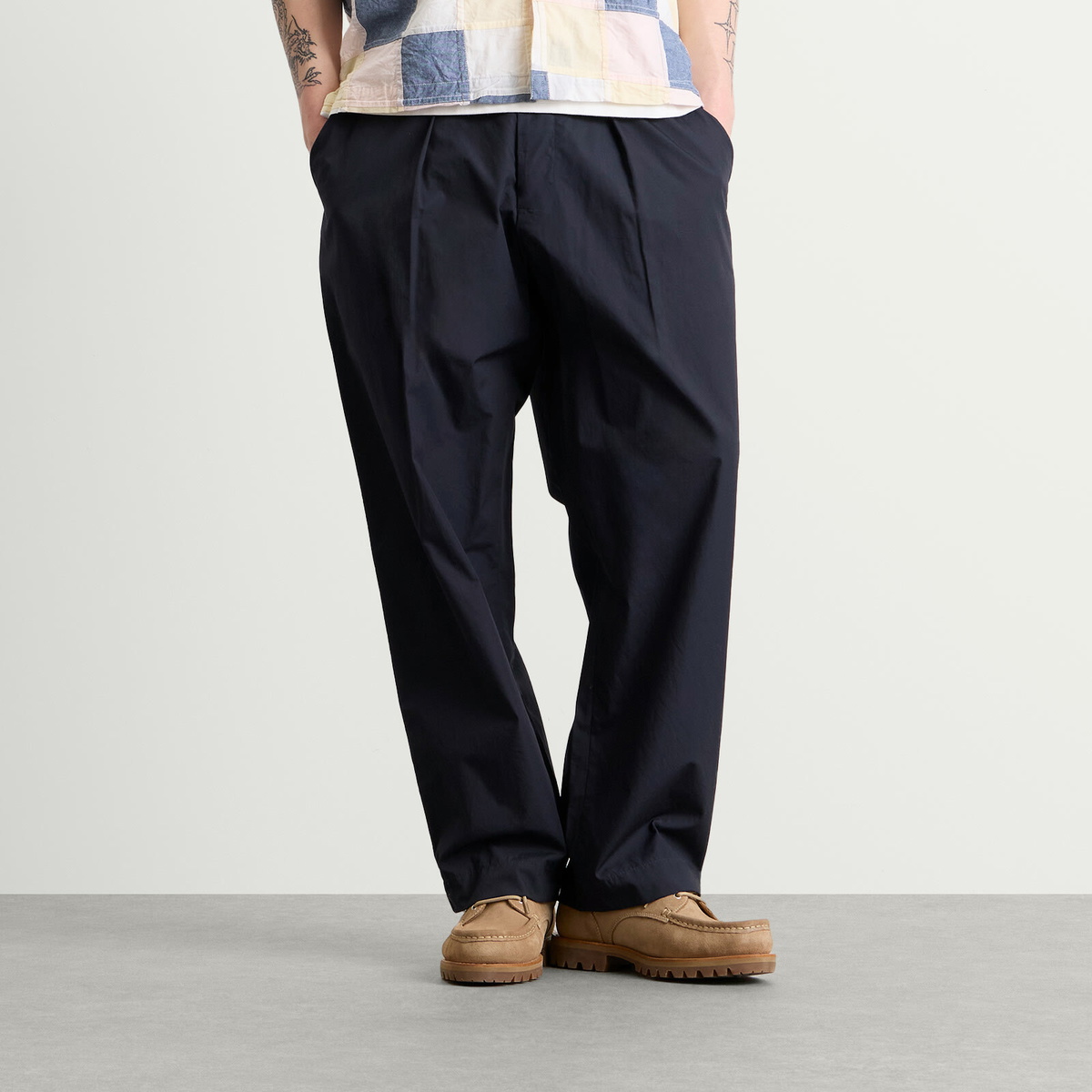 Universal Works Men's Broadcloth Oxford Pant in Navy