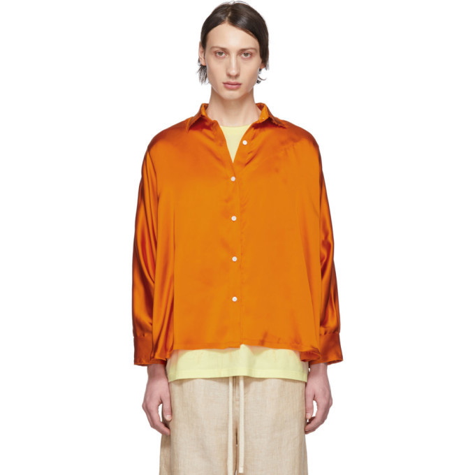 Photo: Loewe Orange Crinkle Satin Shirt