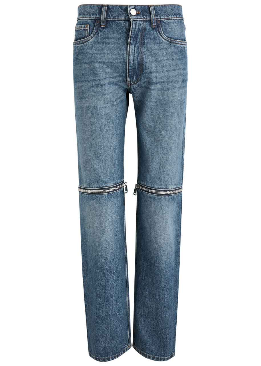 Coperni Zip-appliquéd Tapered-leg Jeans Blue