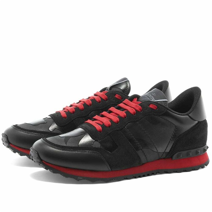 Photo: Valentino Men's Rockrunner Sneakers in Nero/Rosso