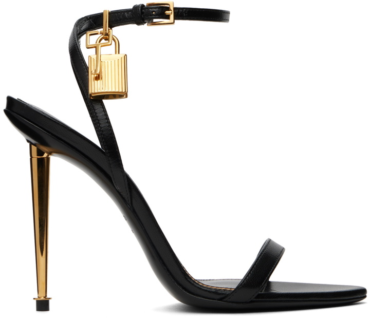 Photo: TOM FORD Black Padlock Pointy Naked Heeled Sandals