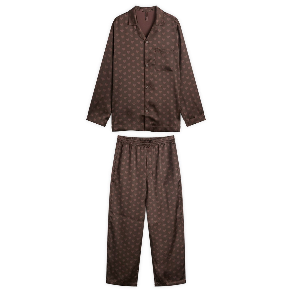 SKIMS Men's Sateen Sleep Set in Cocoa Heart Halfdrop
