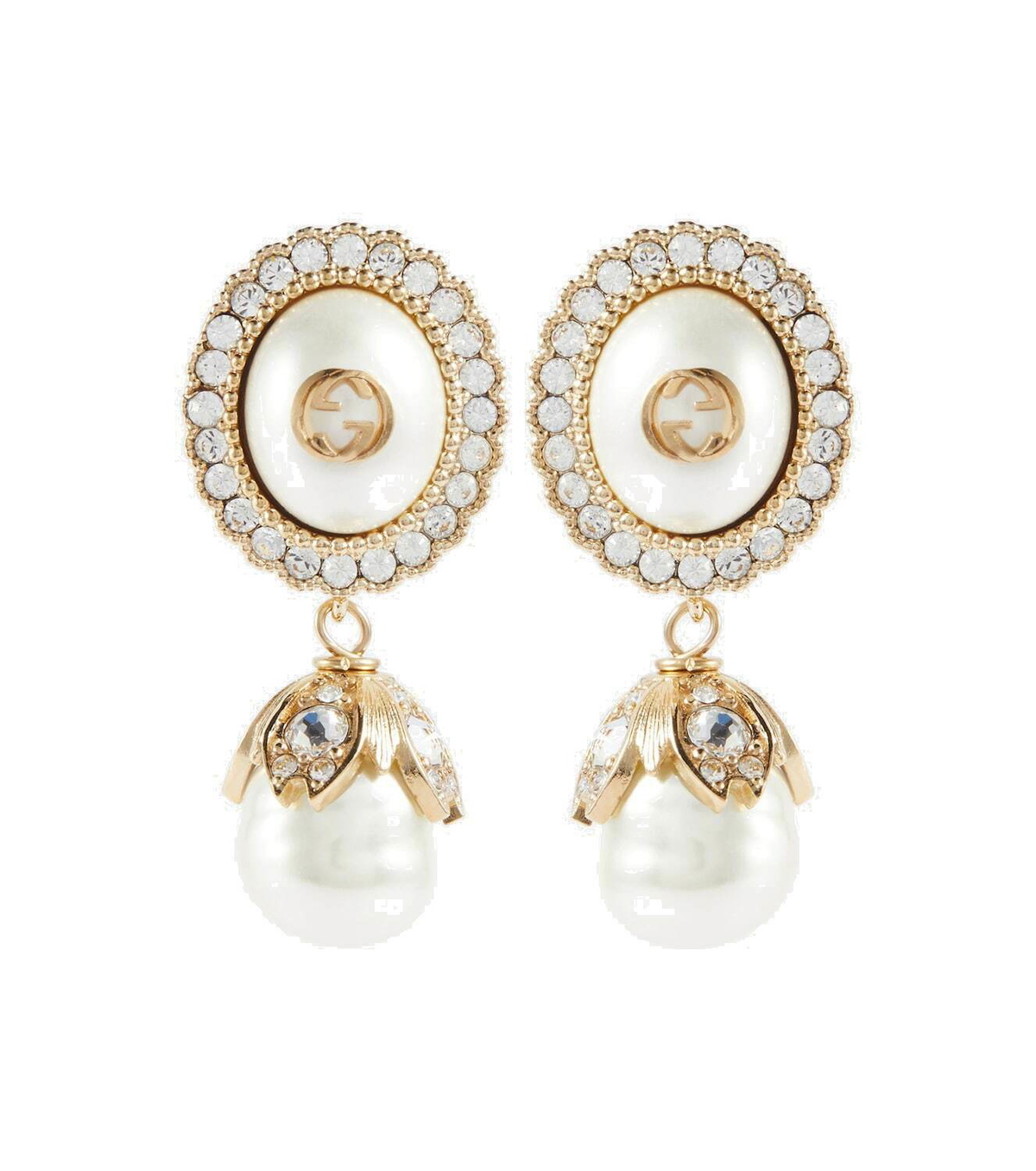 イヤリング GUCCI WHITE BRASS WHITE EARRINGS GUCCI piercing for both ears Interlocking G mark silver