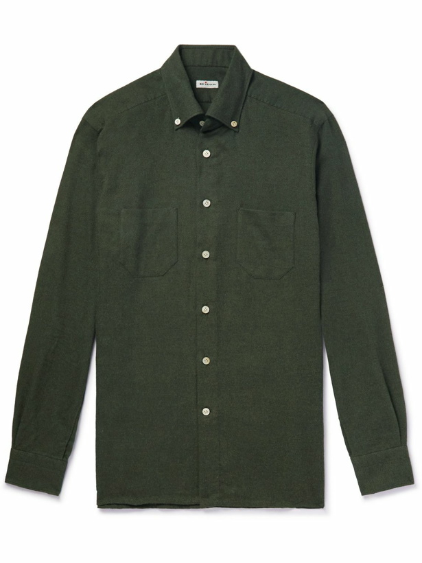 Photo: Kiton - Button-Down Collar Brushed-Cotton Shirt - Green