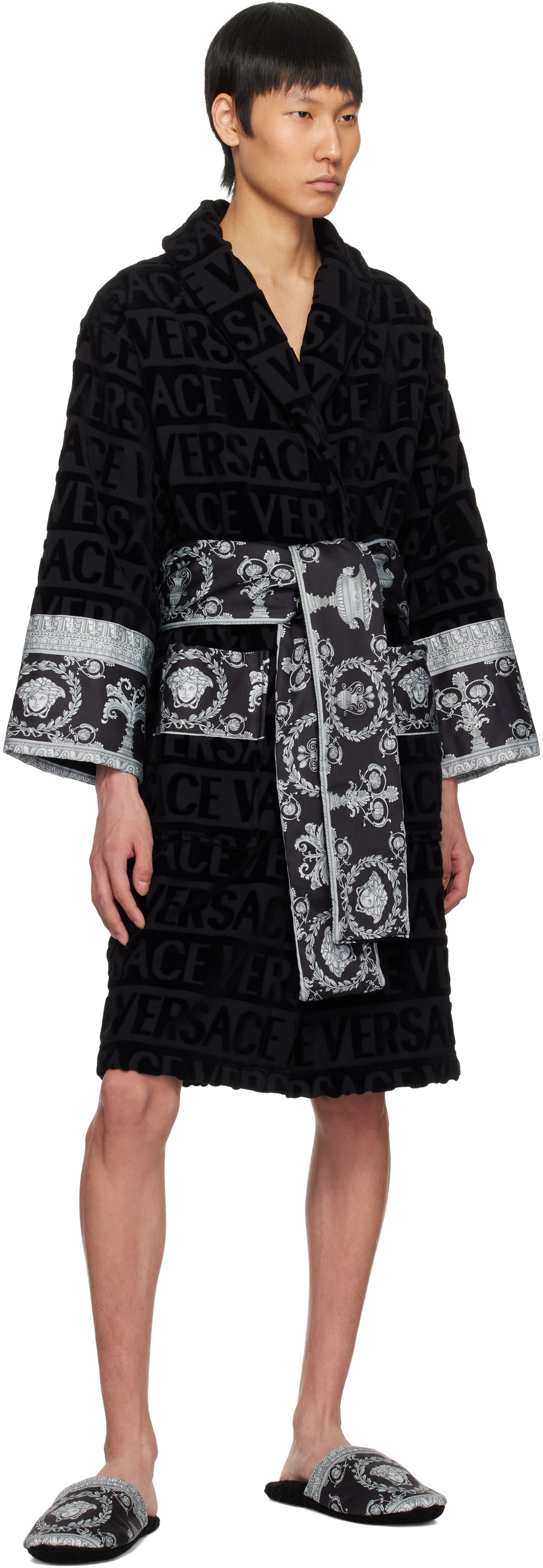 Versace Underwear Black 'I Heart Baroque' Bathrobe